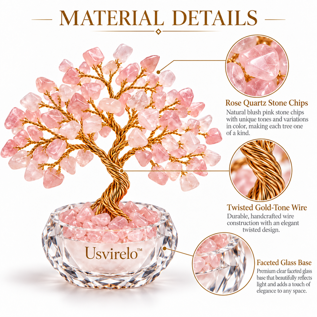 Usvirelo™ Blush Bloom Rose Quartz Tree