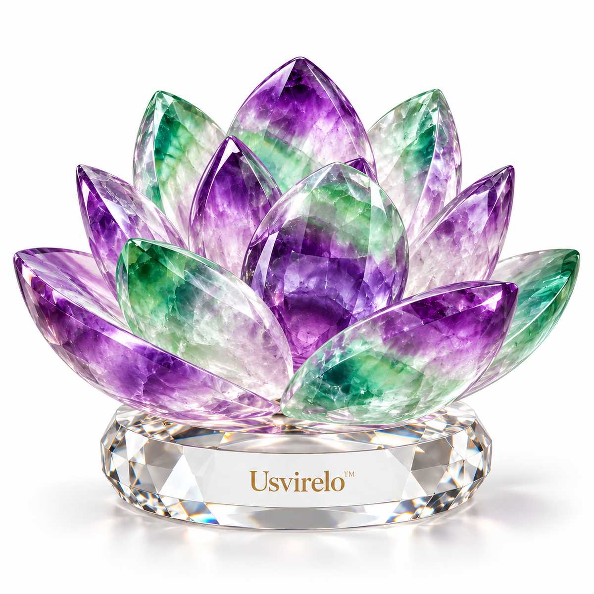 Usvirelo™ Aurora Fluorite Lotus Sculpture