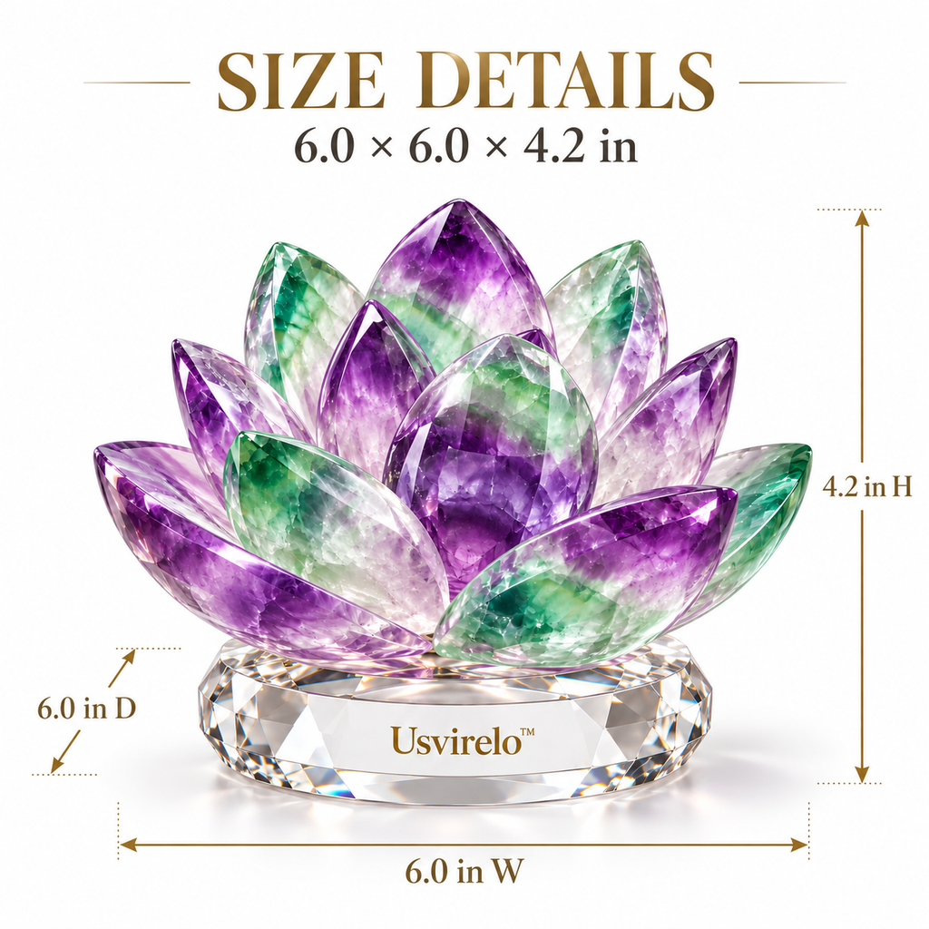 Usvirelo™ Aurora Fluorite Lotus Sculpture