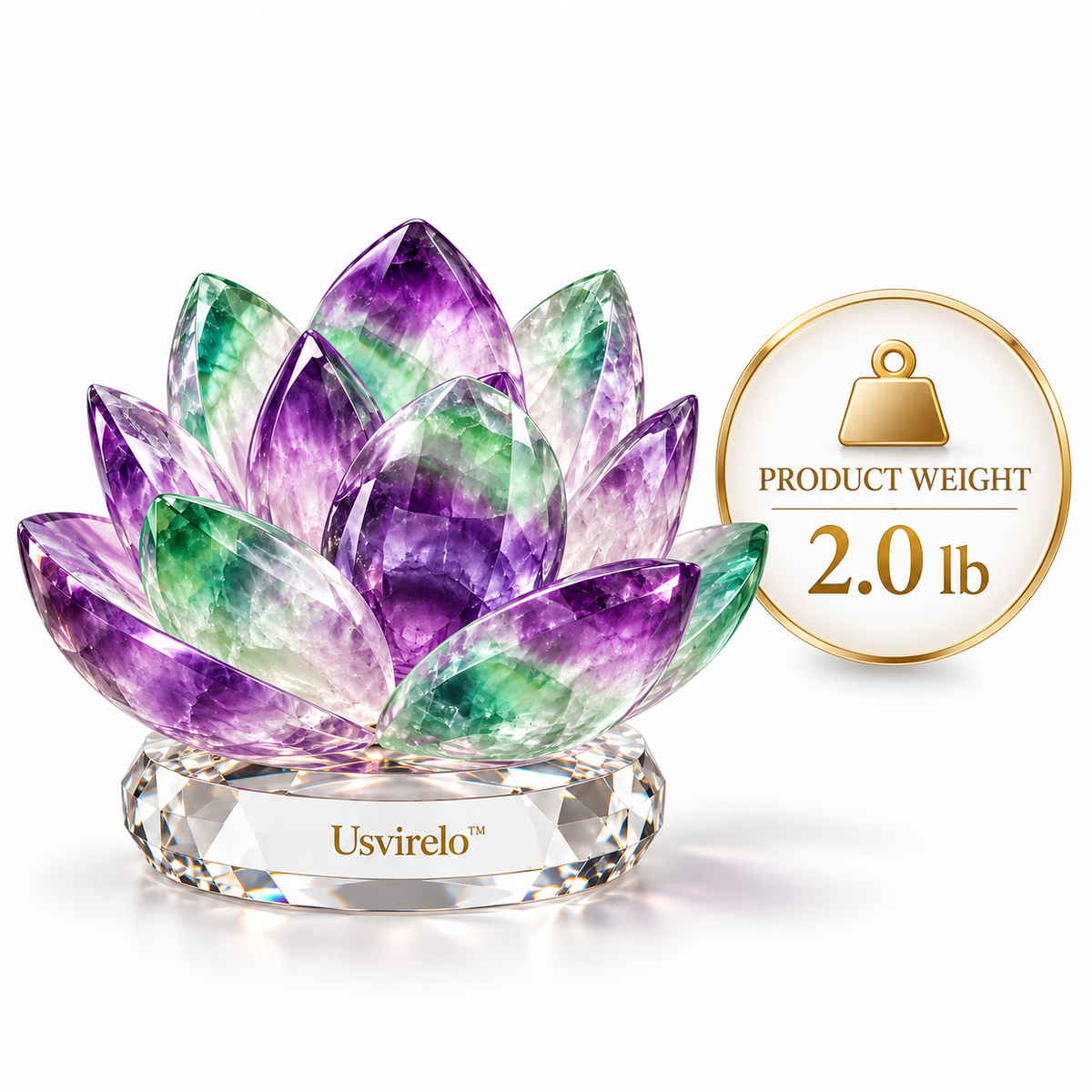 Usvirelo™ Aurora Fluorite Lotus Sculpture