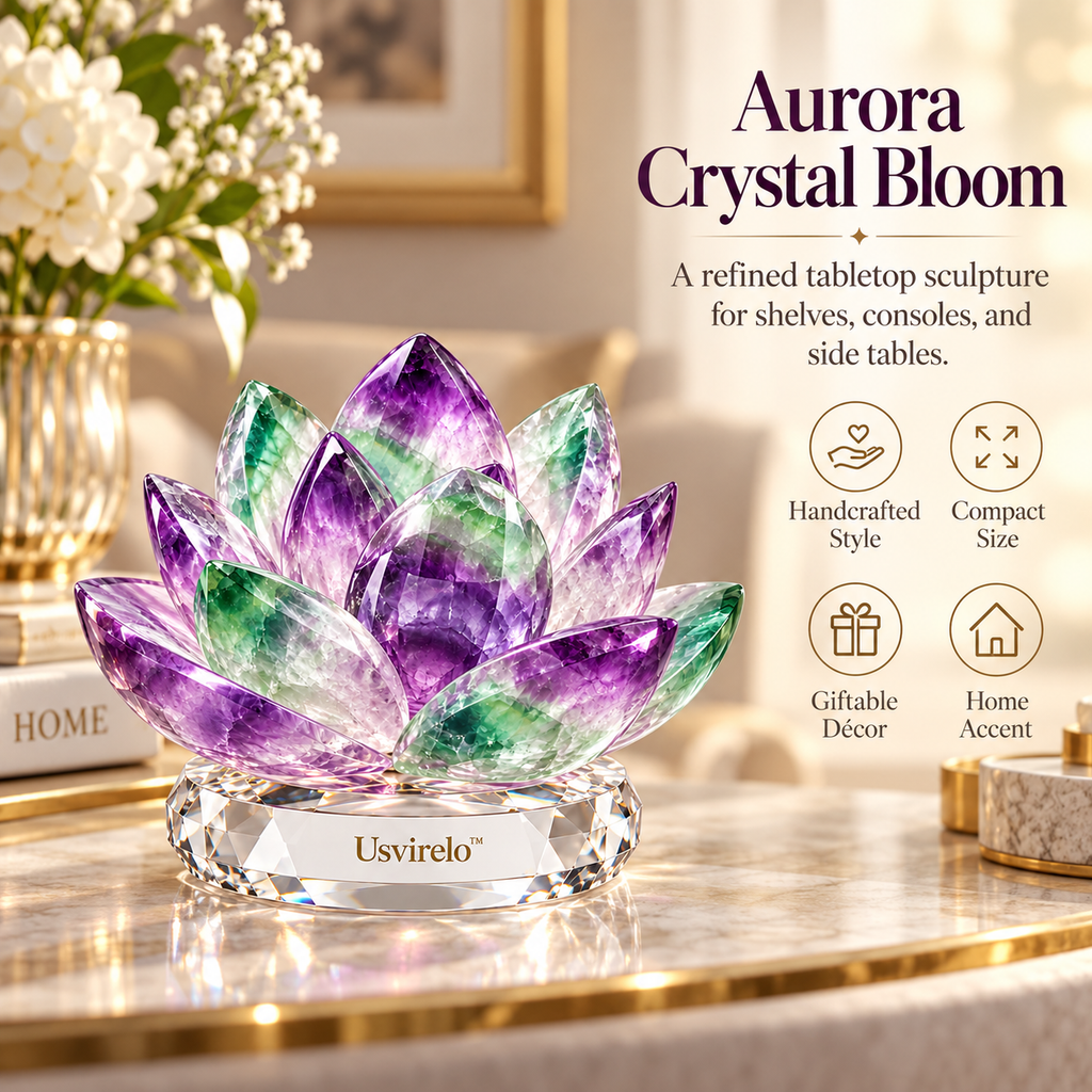Usvirelo™ Aurora Fluorite Lotus Sculpture