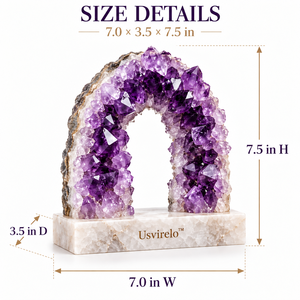 Usvirelo™ Natural Amethyst Crystal Geode Arch
