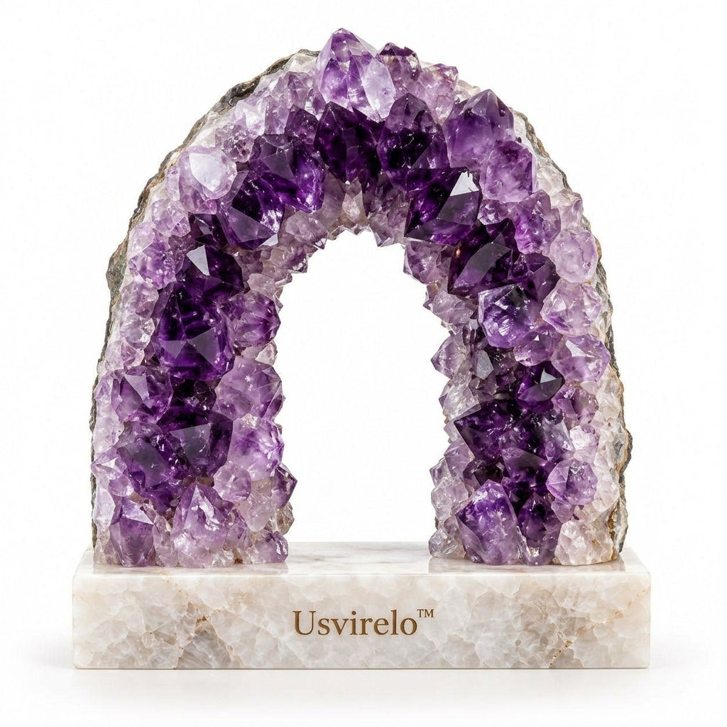 Usvirelo™ Natural Amethyst Crystal Geode Arch