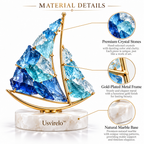 Usvirelo™ Blue Crystal Sailboat Marble Figurine