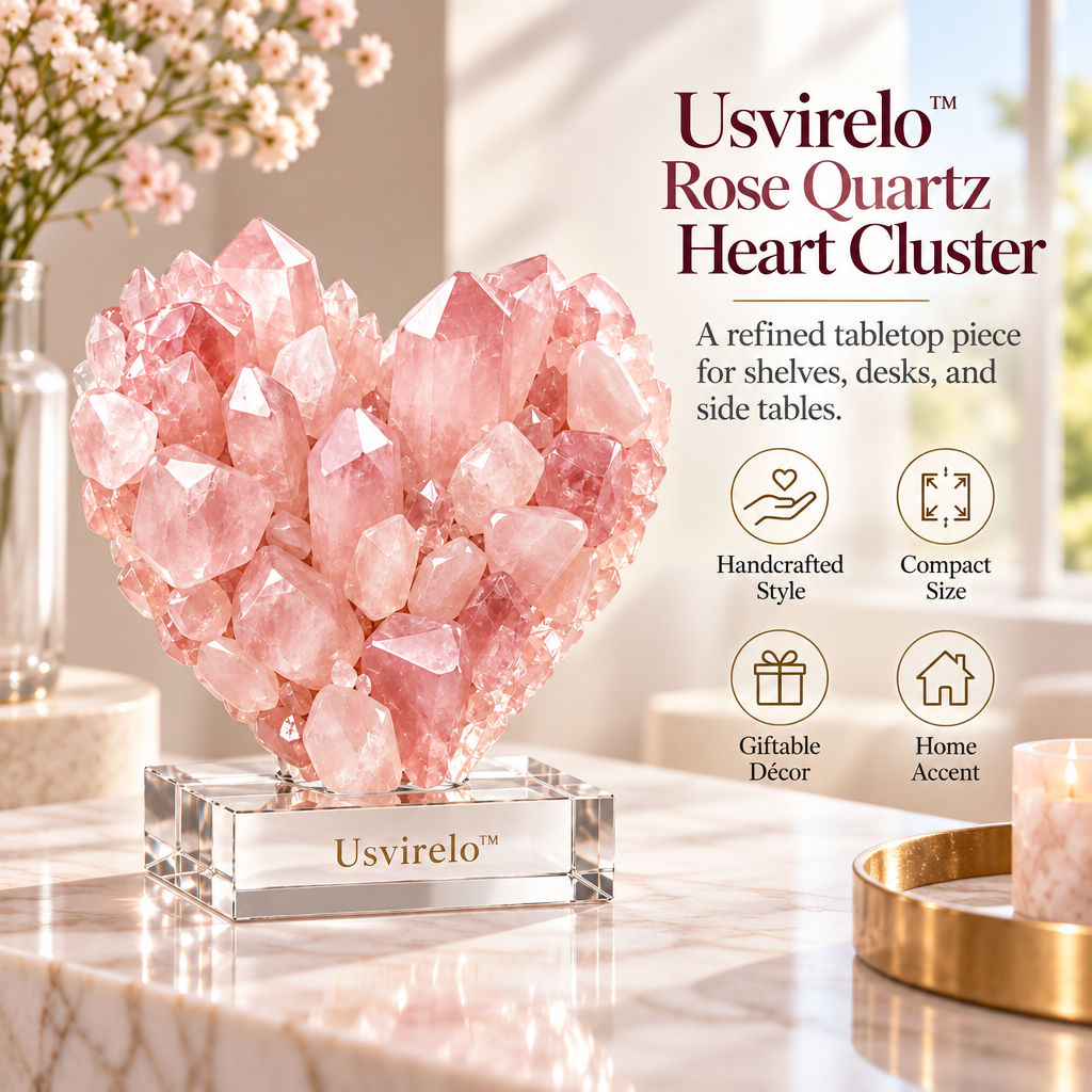 Usvirelo™ Rose Quartz Heart Cluster