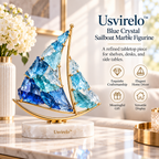 Usvirelo™ Blue Crystal Sailboat Marble Figurine