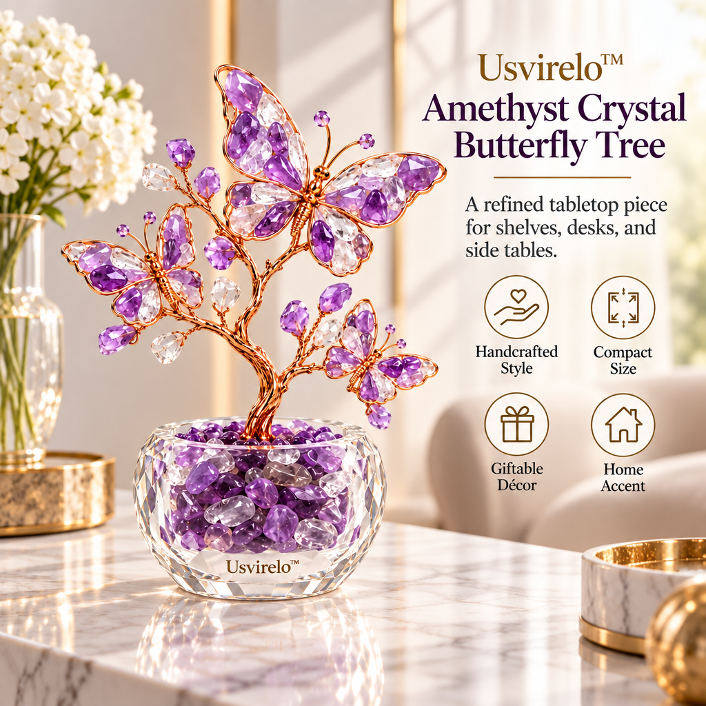Usvirelo™ Amethyst Crystal Butterfly Tree