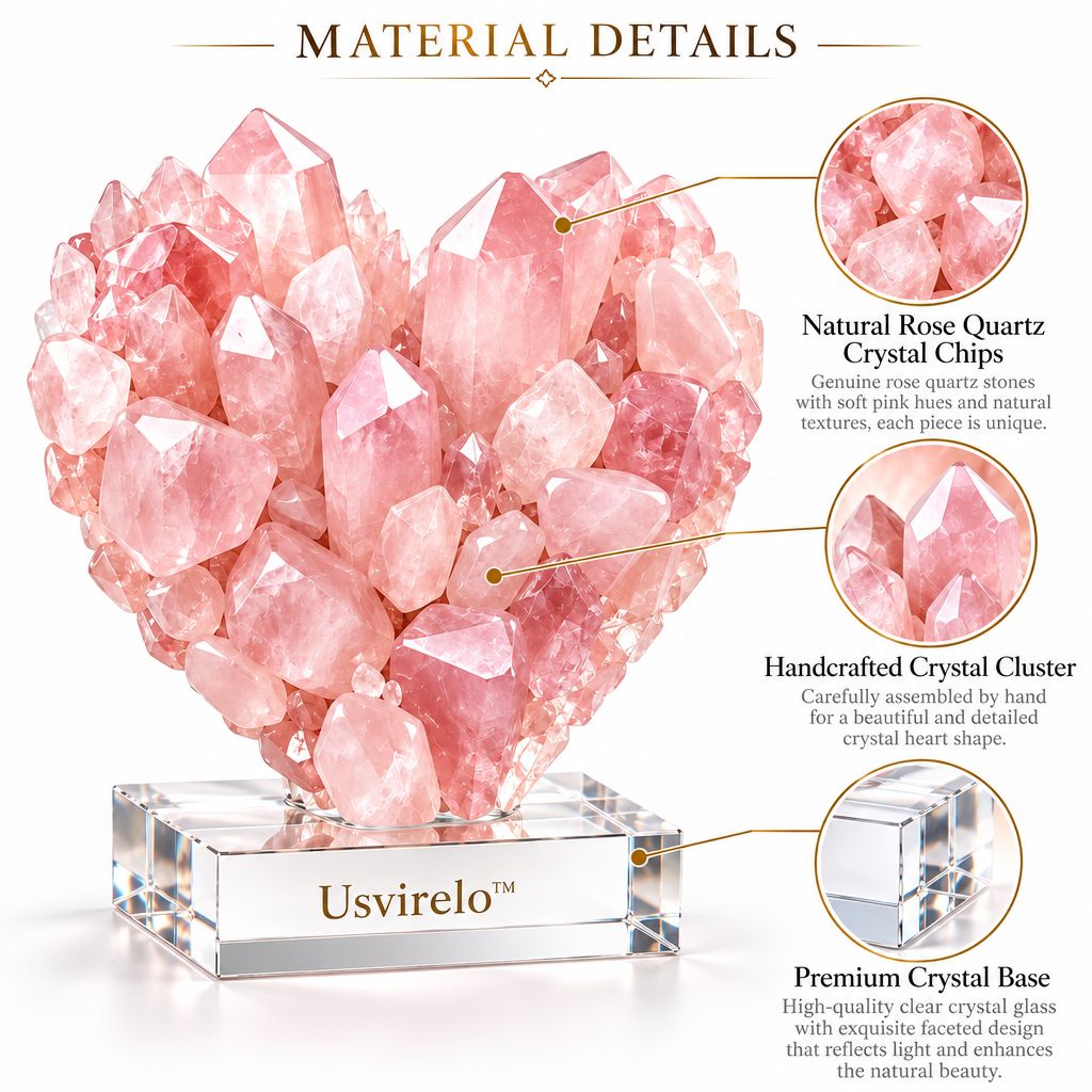 Usvirelo™ Rose Quartz Heart Cluster