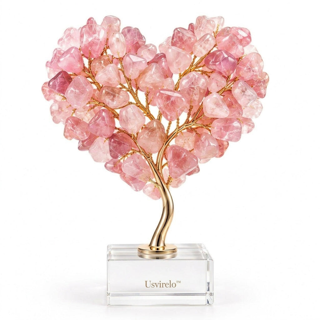 Usvirelo™ Rose Quartz Heart Crystal Tree