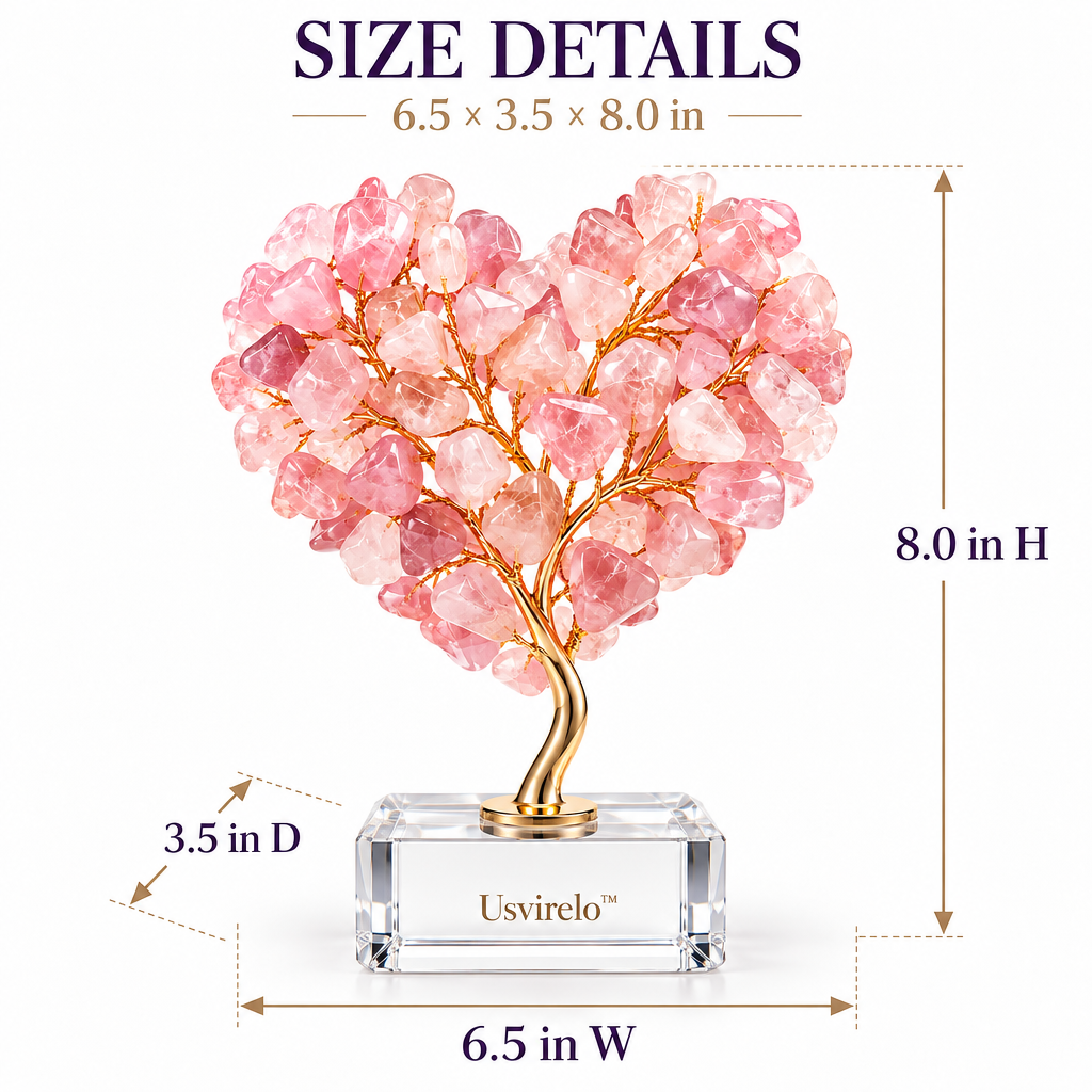 Usvirelo™ Rose Quartz Heart Crystal Tree
