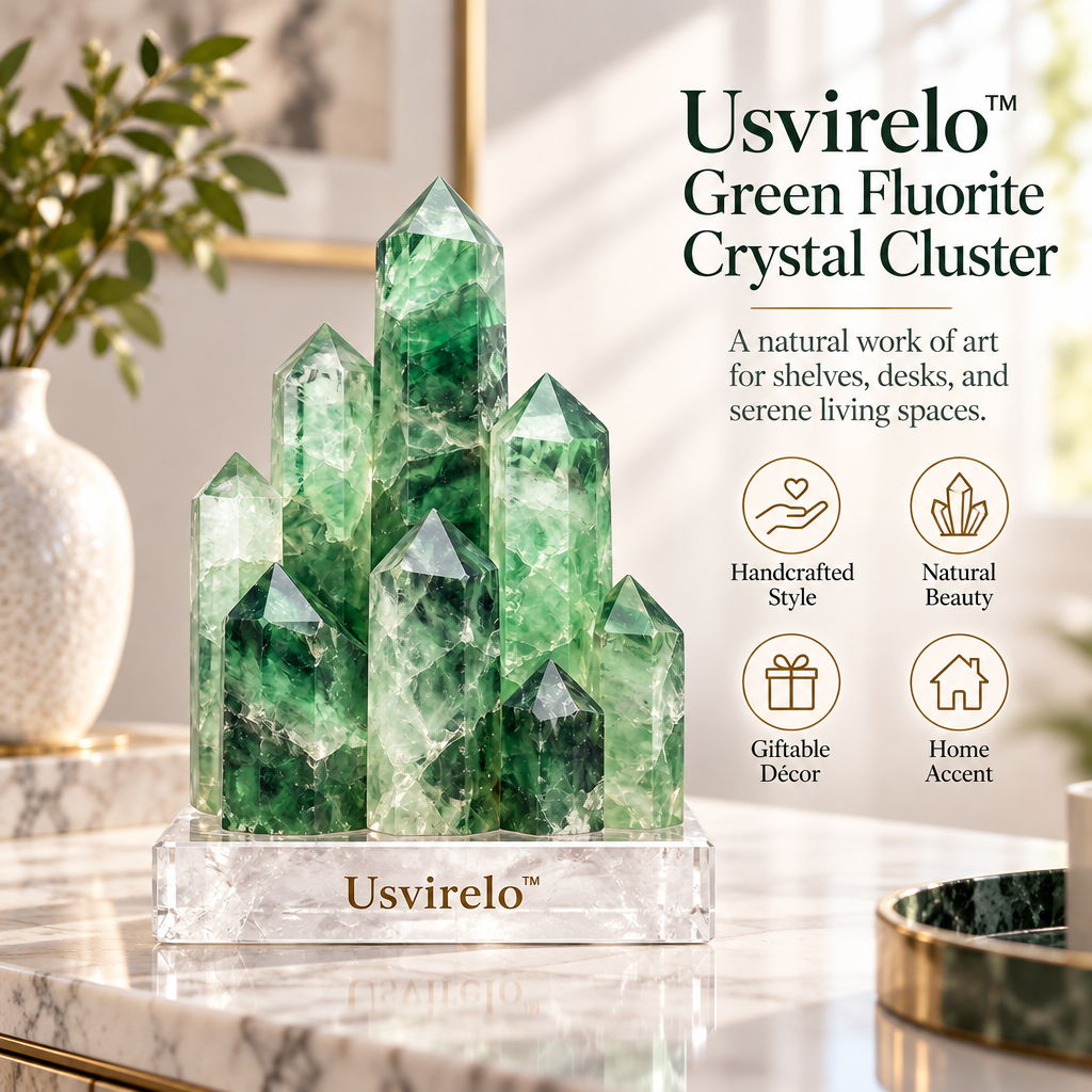 Usvirelo™ Green Fluorite Crystal Cluster