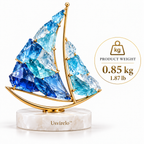 Usvirelo™ Blue Crystal Sailboat Marble Figurine