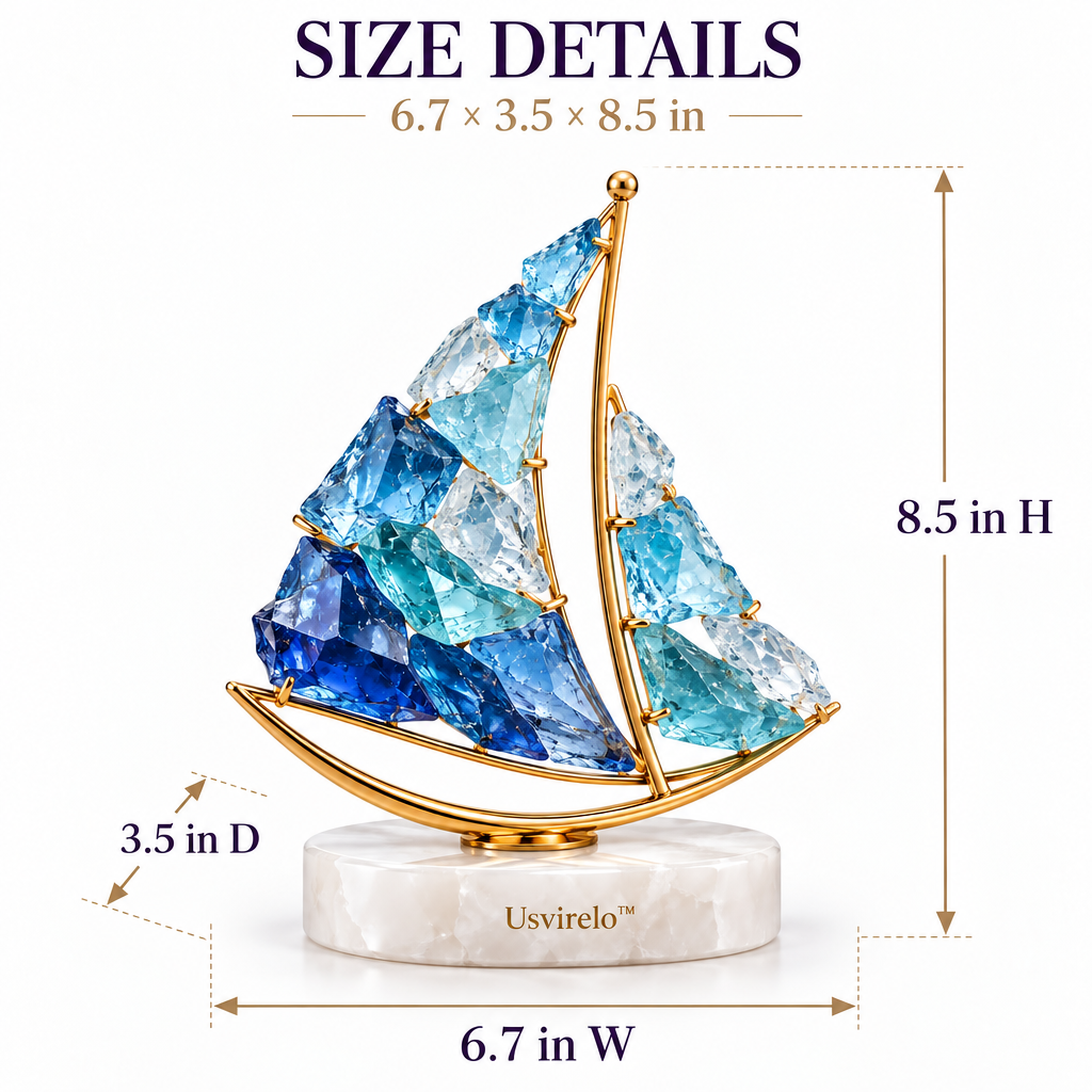 Usvirelo™ Blue Crystal Sailboat Marble Figurine