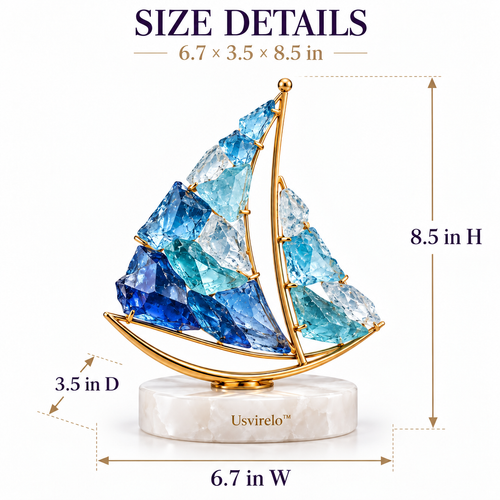Usvirelo™ Blue Crystal Sailboat Marble Figurine