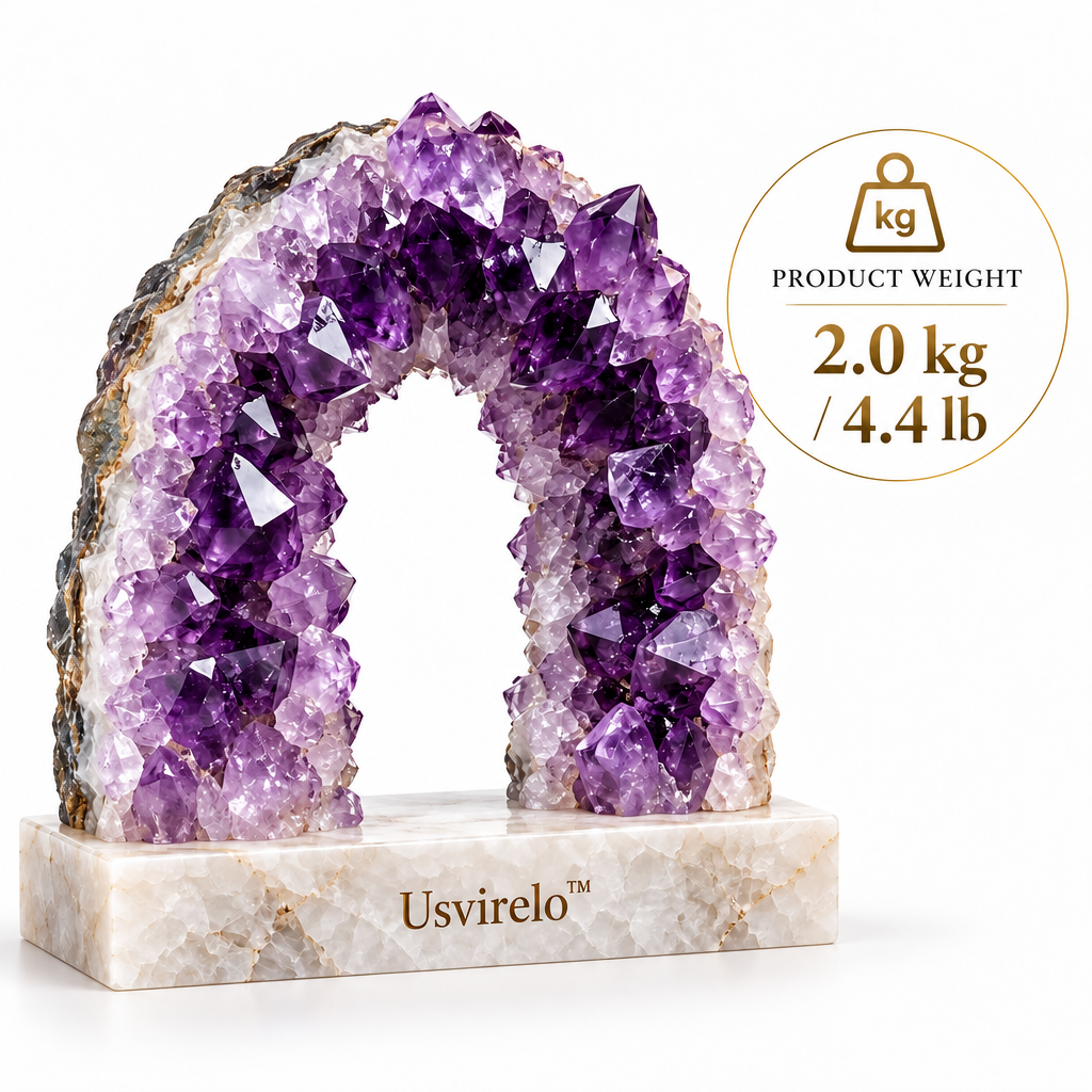 Usvirelo™ Natural Amethyst Crystal Geode Arch