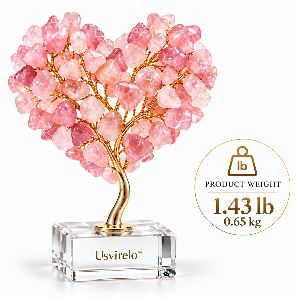 Usvirelo™ Rose Quartz Heart Crystal Tree