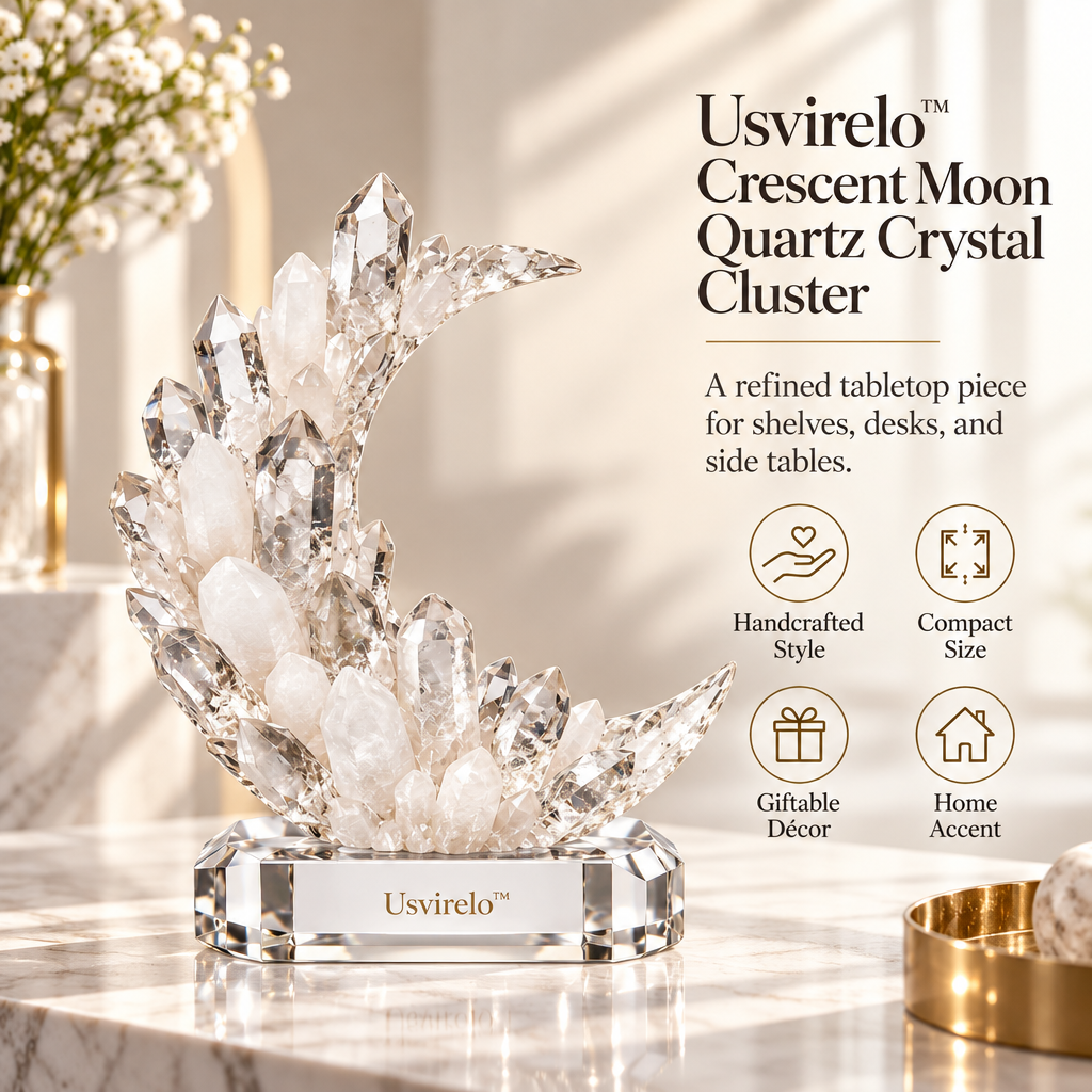 Usvirelo™ Crescent Moon Quartz Crystal Cluster